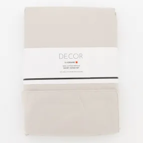 200TC Duvet Set With Piping Detail-Silver