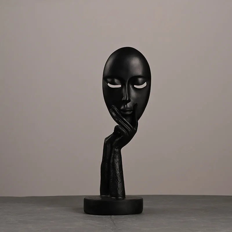 28cm Black and White Face Ornaments, Personality Living Room Bedroom Decoration Resin Decorations