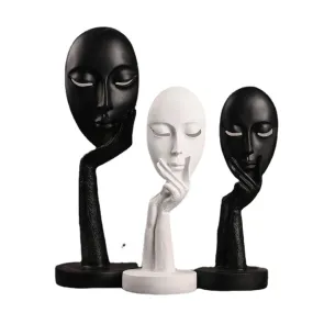 28cm Black and White Face Ornaments, Personality Living Room Bedroom Decoration Resin Decorations