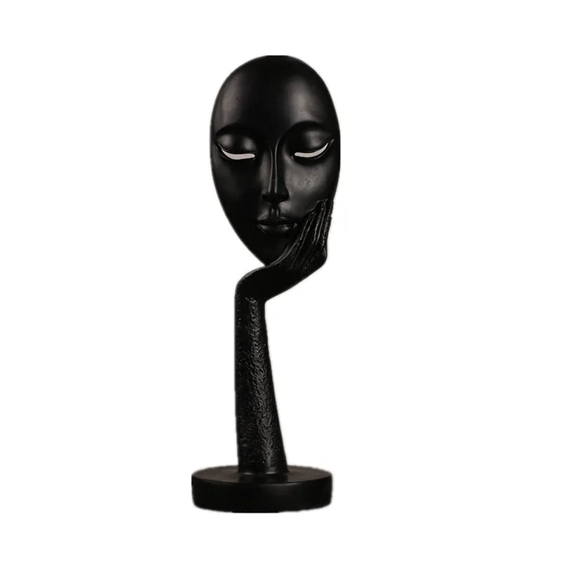 28cm Black and White Face Ornaments, Personality Living Room Bedroom Decoration Resin Decorations