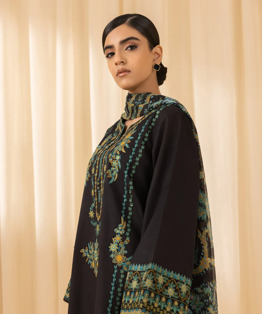 3 Piece - Embroidered Crosshatch Suit