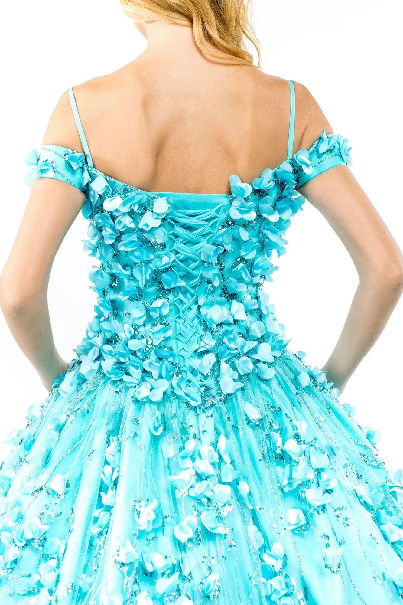 3D Floral Off Shoulder Ball Gown by Elizabeth K GL1962
