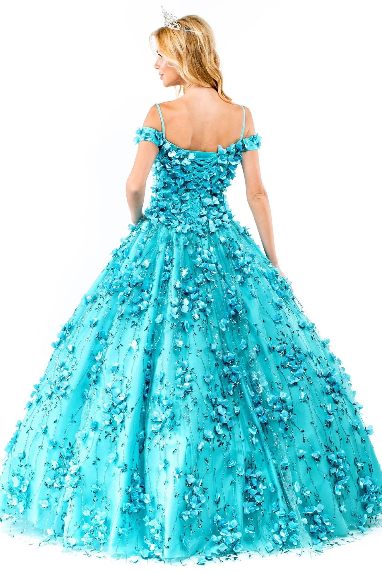 3D Floral Off Shoulder Ball Gown by Elizabeth K GL1962