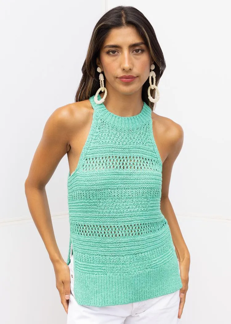 525 America Olivia Halter Tank-Cyan ***FINAL SALE***