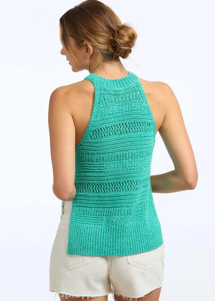 525 America Olivia Halter Tank-Cyan ***FINAL SALE***