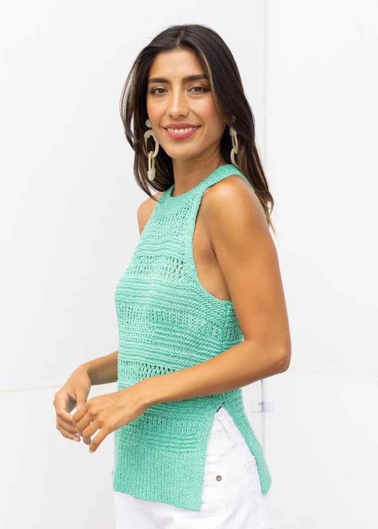 525 America Olivia Halter Tank-Cyan ***FINAL SALE***