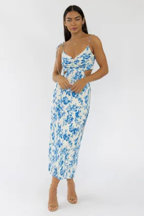 Adair Blue Floral Plisse Dress - Final Sale