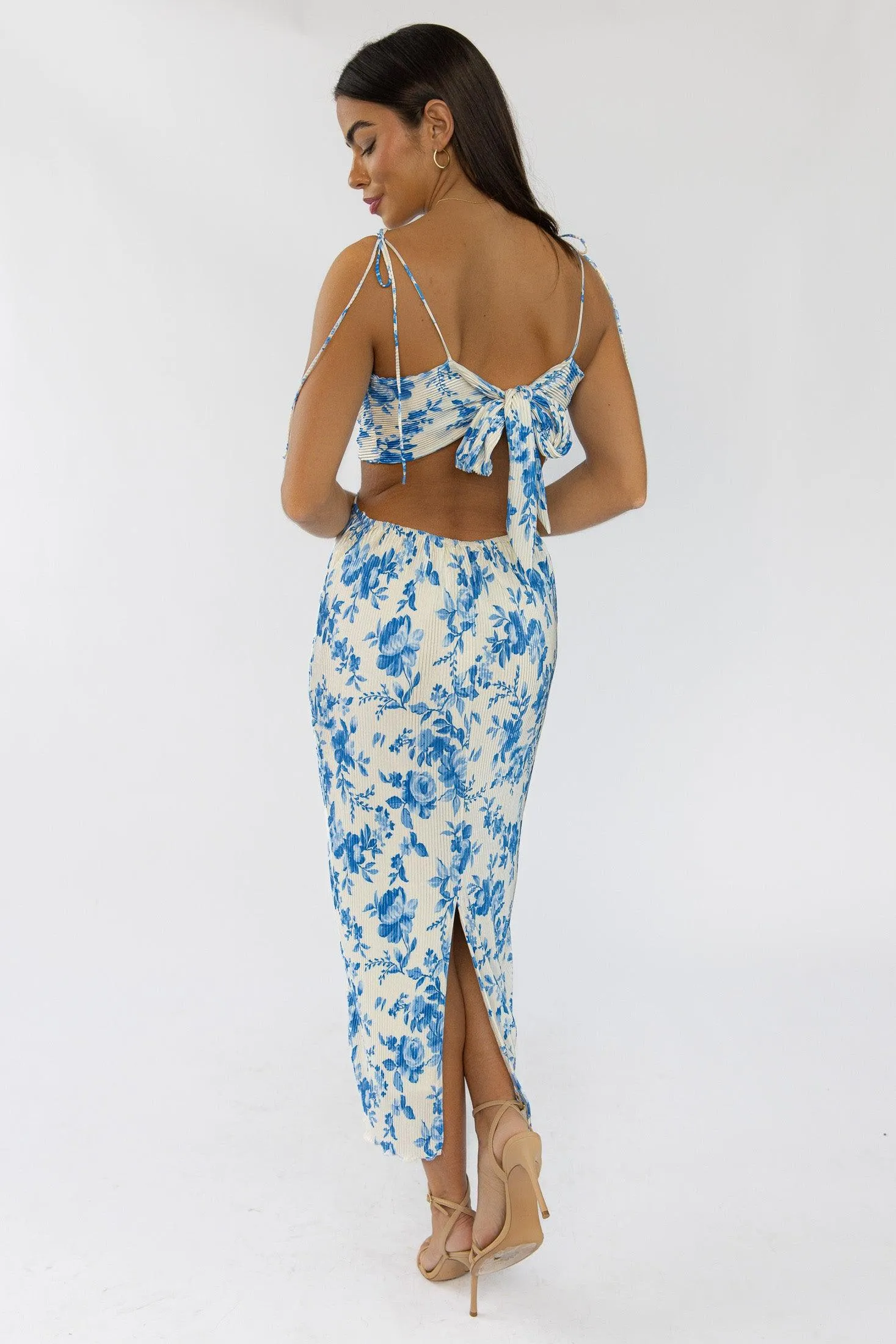 Adair Blue Floral Plisse Dress - Final Sale