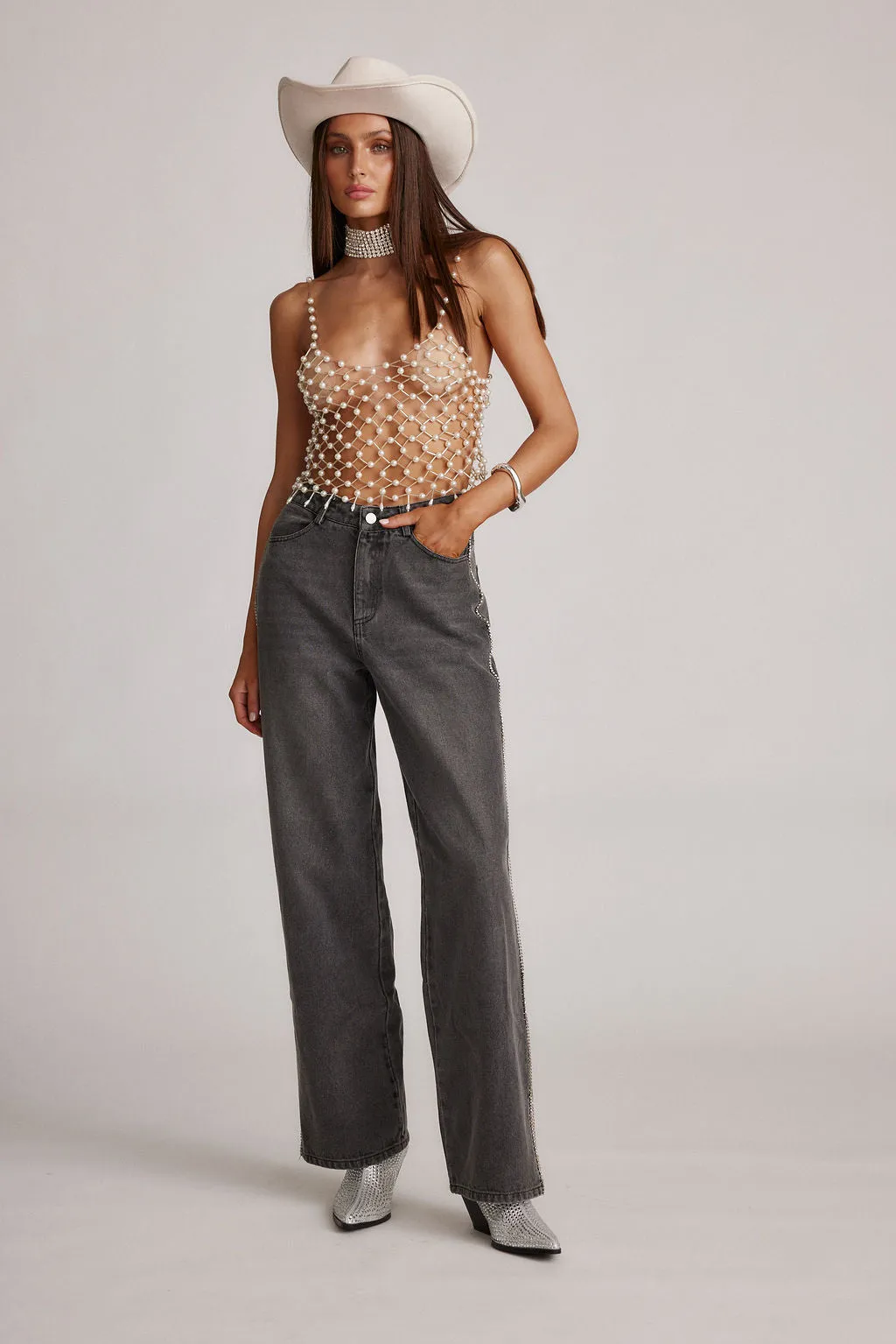 Aisha Pearl Overlay Top