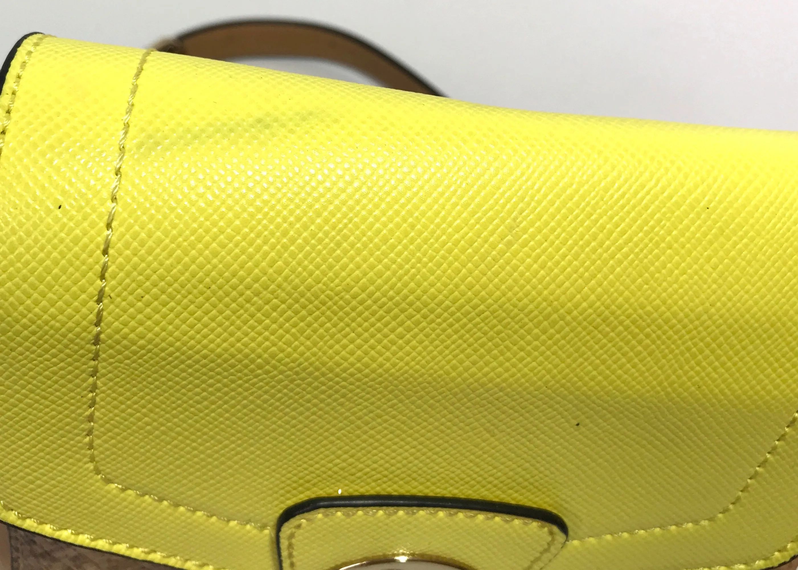 ALDO Brown & Neon Yellow Cross Body Bag | Pre Loved |