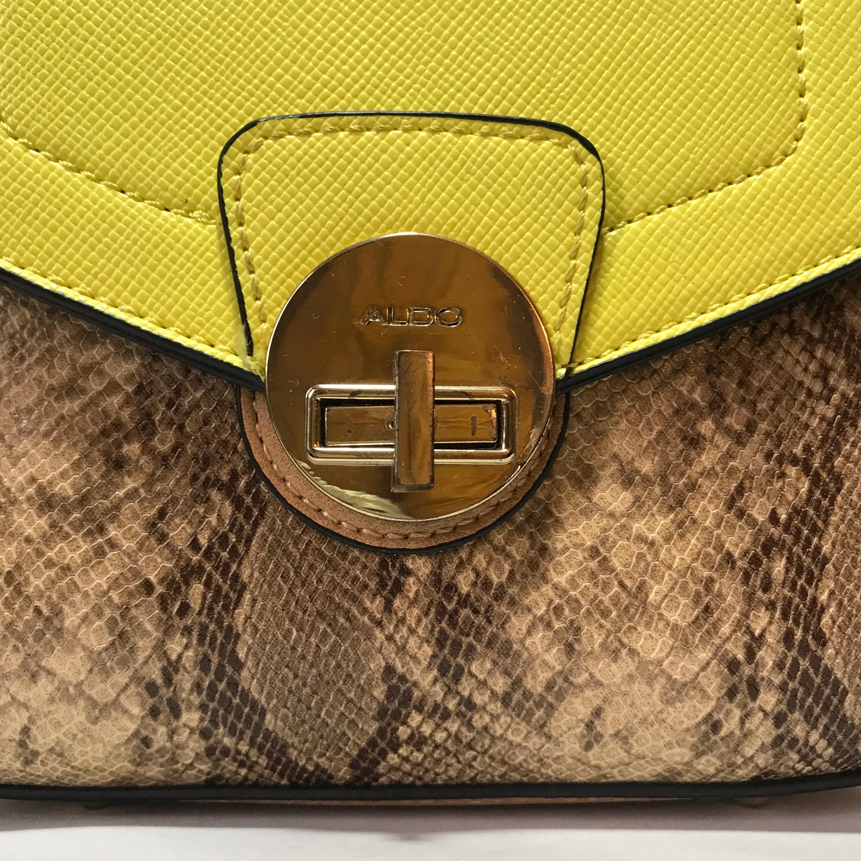 ALDO Brown & Neon Yellow Cross Body Bag | Pre Loved |