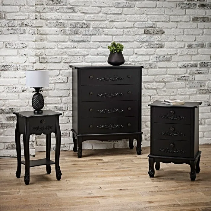 Antoinette Black 1 Drawer Lamp Table