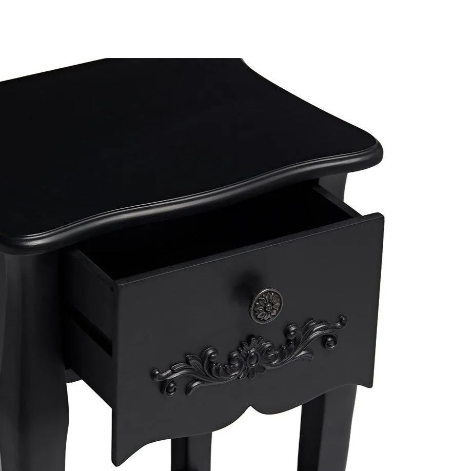 Antoinette Black 1 Drawer Lamp Table
