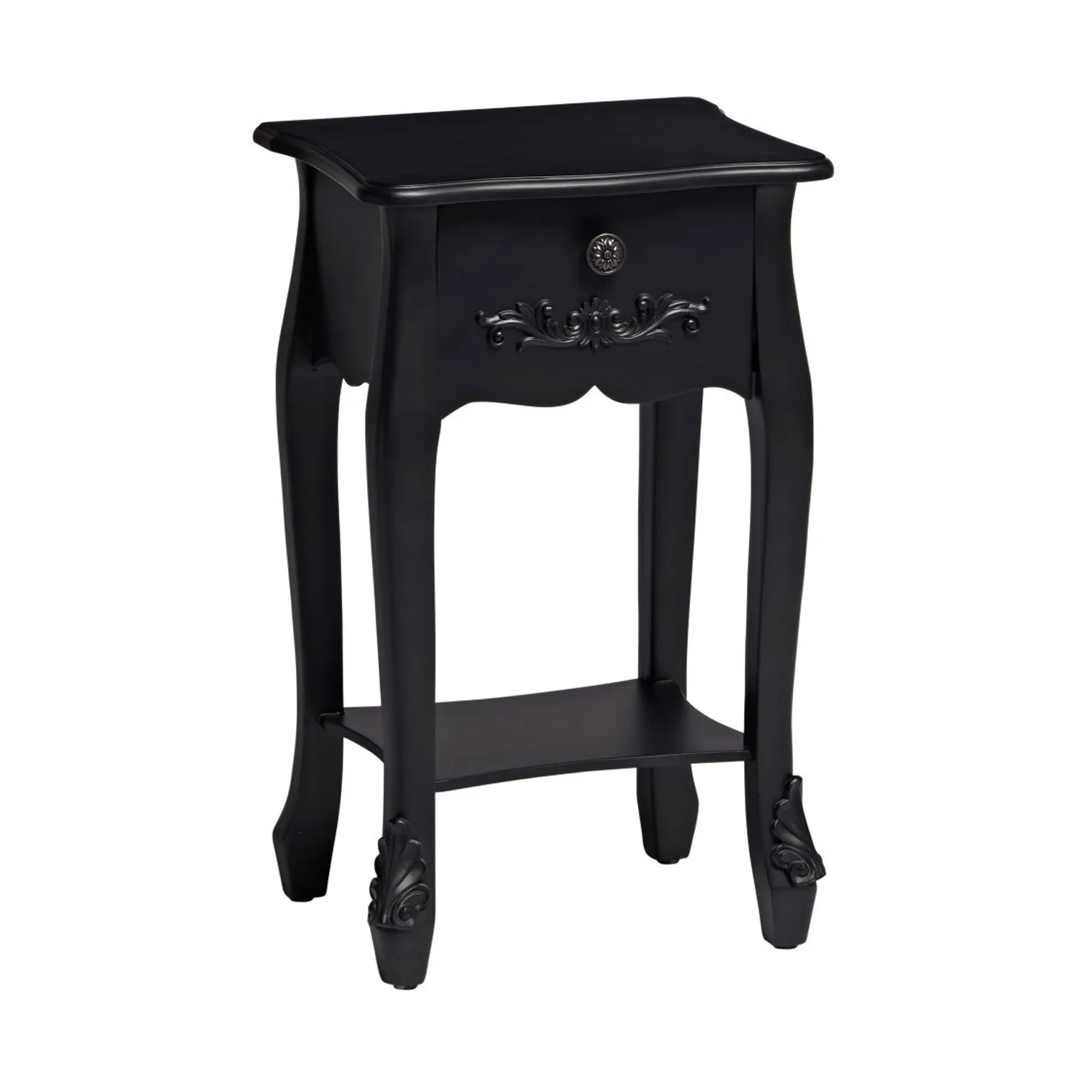 Antoinette Black 1 Drawer Lamp Table
