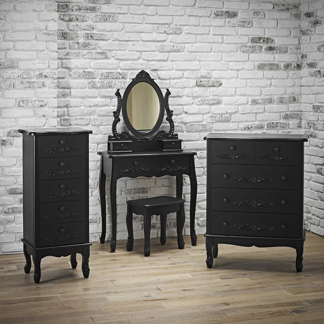 Antoinette Black 5 Drawer Narrow Chest