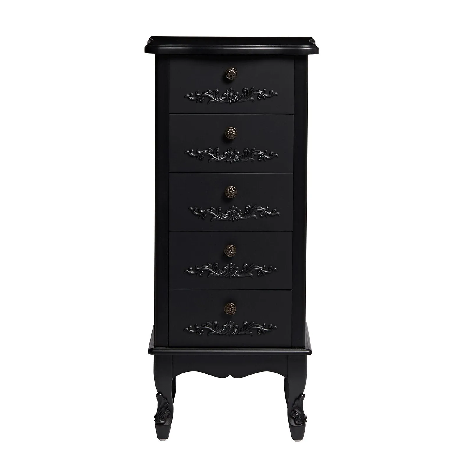 Antoinette Black 5 Drawer Narrow Chest