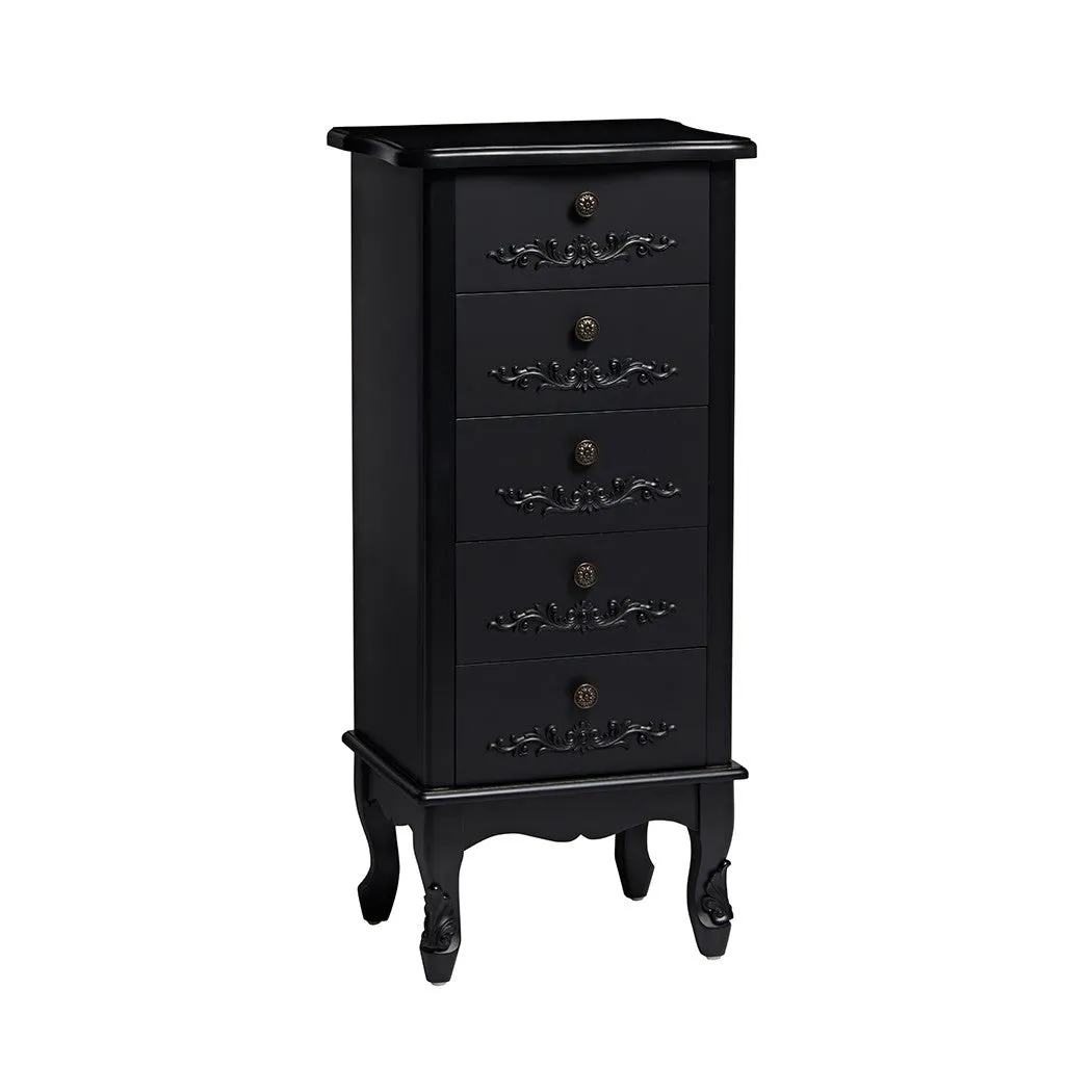 Antoinette Black 5 Drawer Narrow Chest