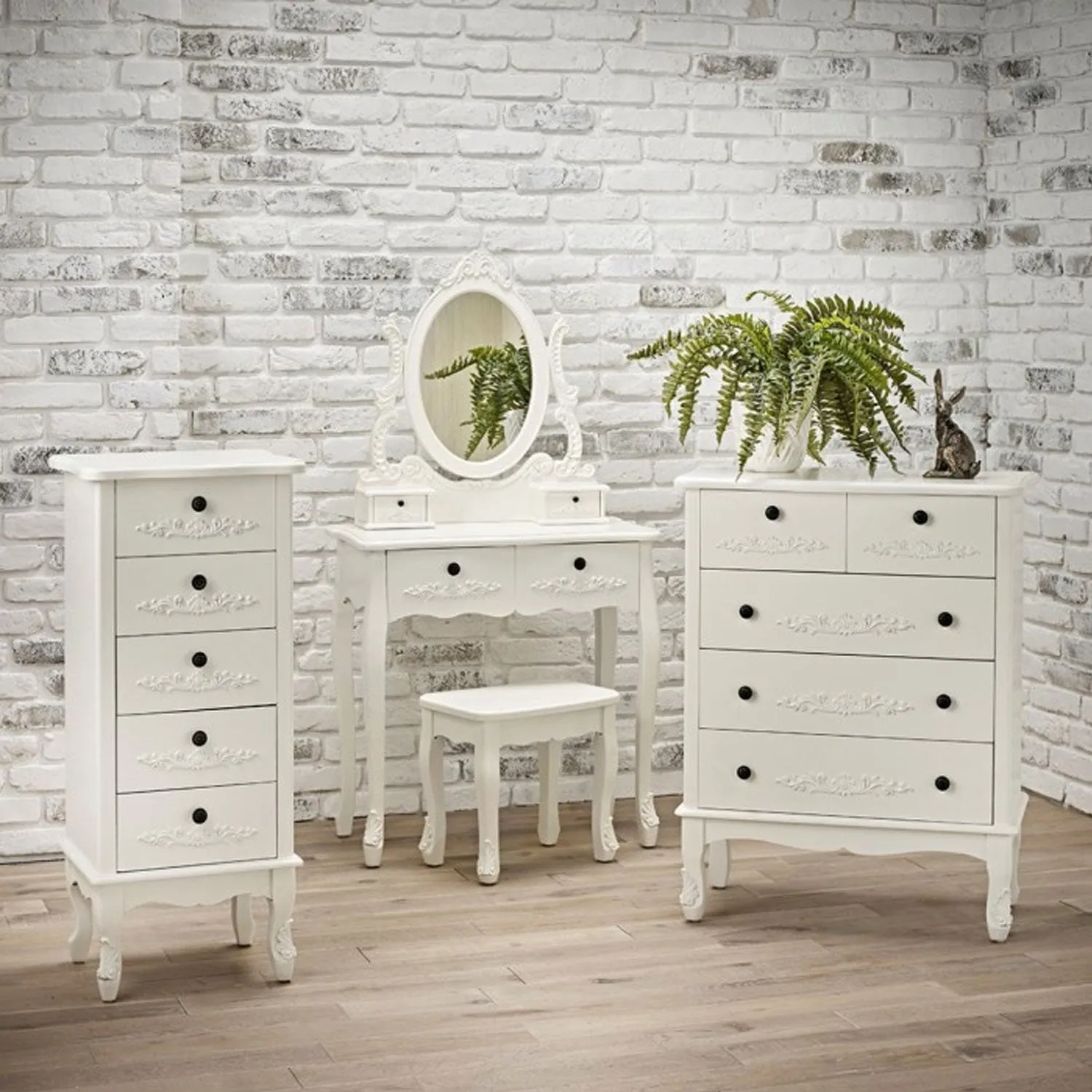 Antoinette White 5 Drawer Narrow Chest