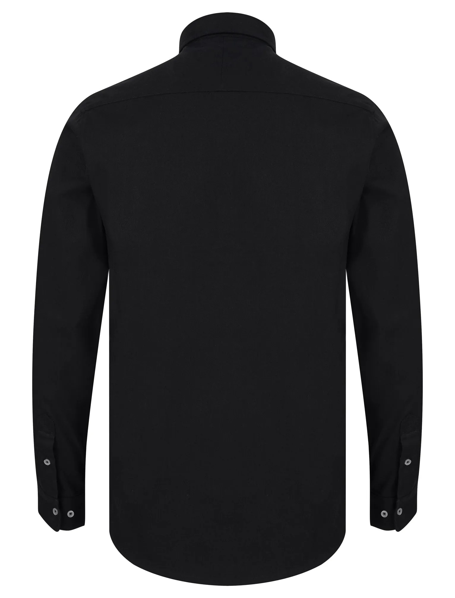Ashbourne Cotton Twill Long Sleeve Shirt in Jet Black - Kensington Eastside