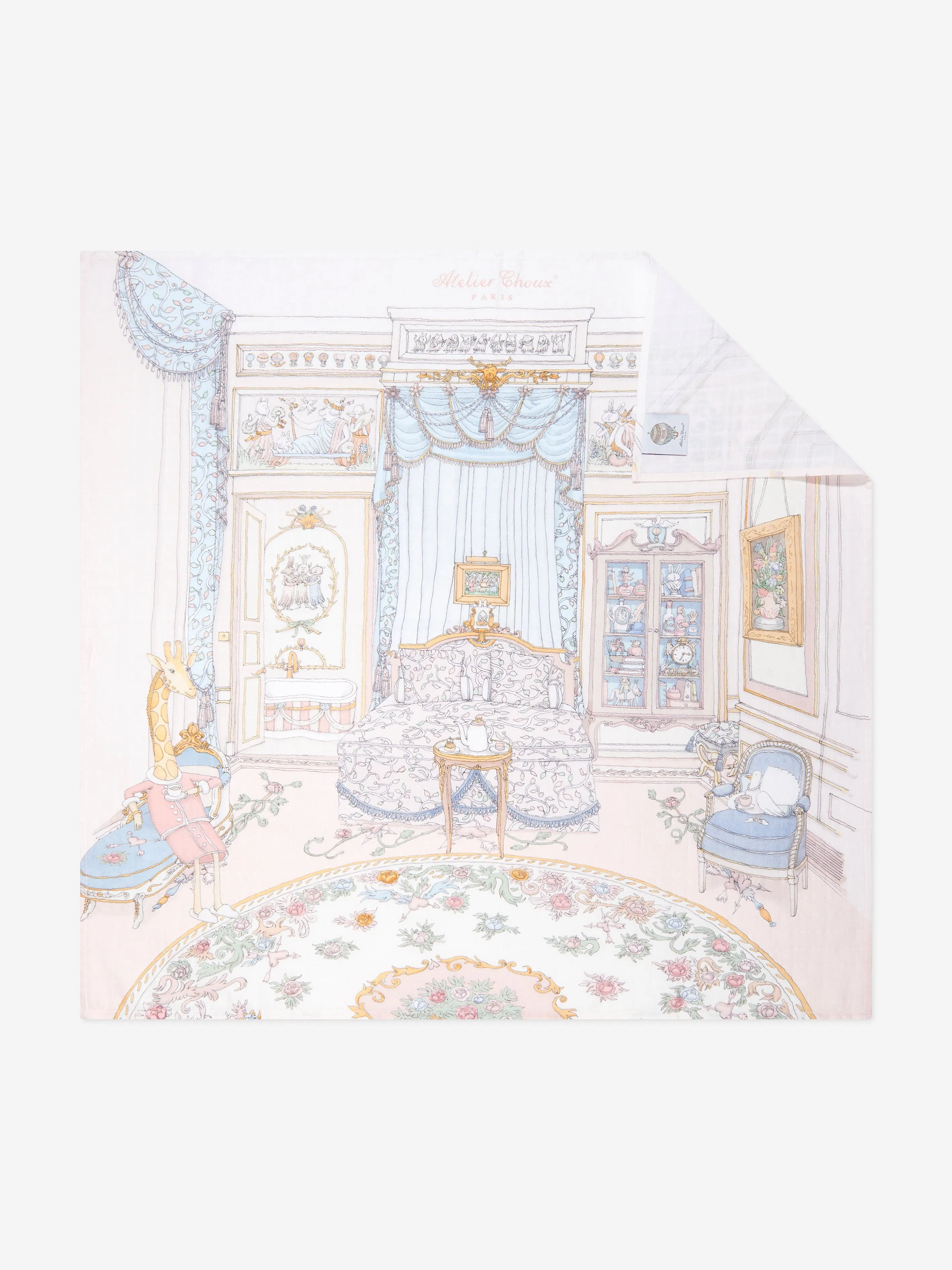 Atelier Choux Baby French Bedroom Swaddle in Pink (100cm)