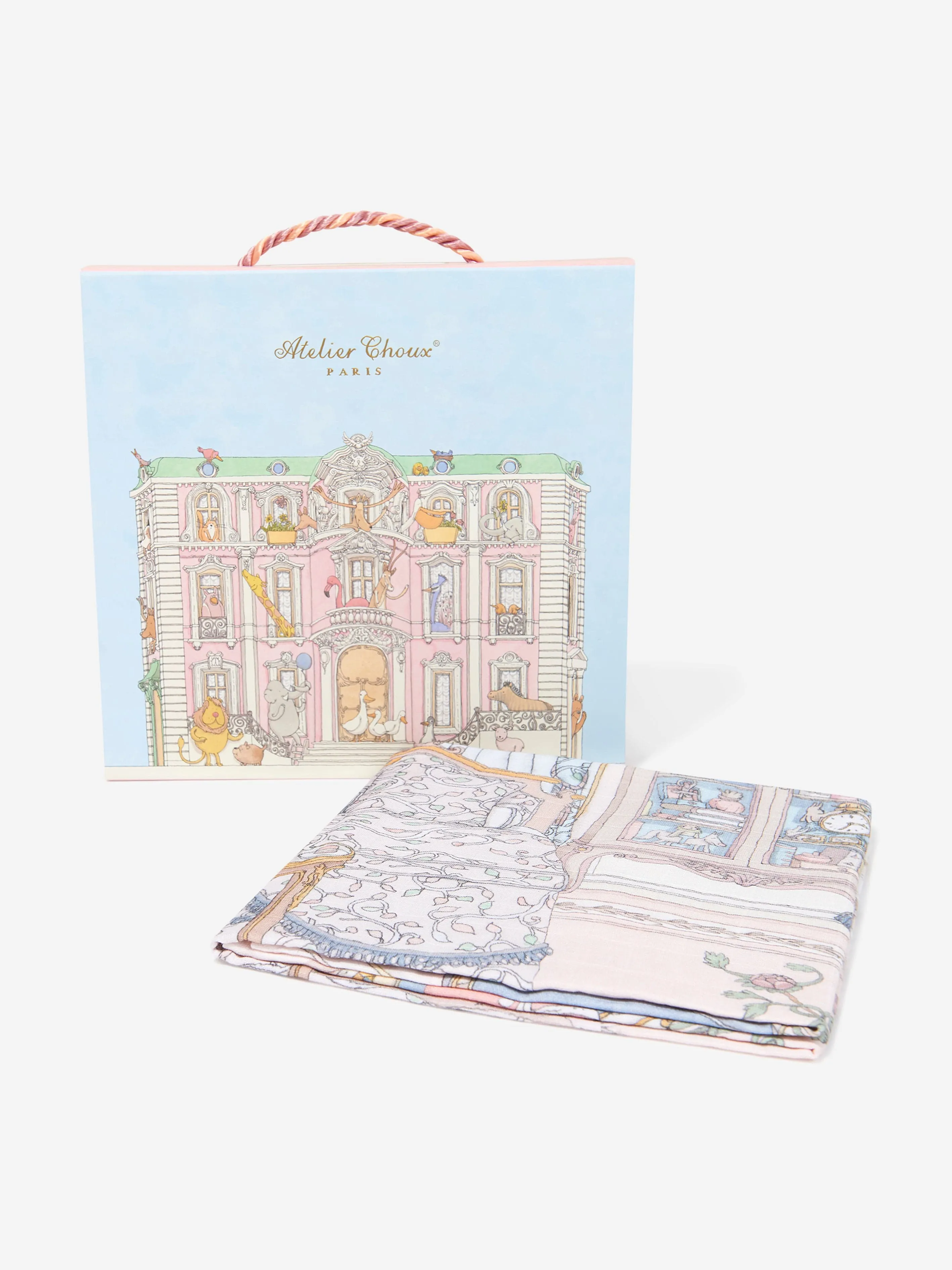 Atelier Choux Baby French Bedroom Swaddle in Pink (100cm)