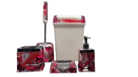 Bathroom Accessories Set Flower Petals Design