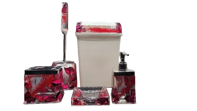 Bathroom Accessories Set Flower Petals Design
