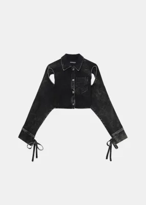 Black Cut-Out Cropped Shirt