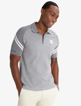 BLACK MALLET SLIM FIT JACQUARD ZIPPER POLO SHIRT