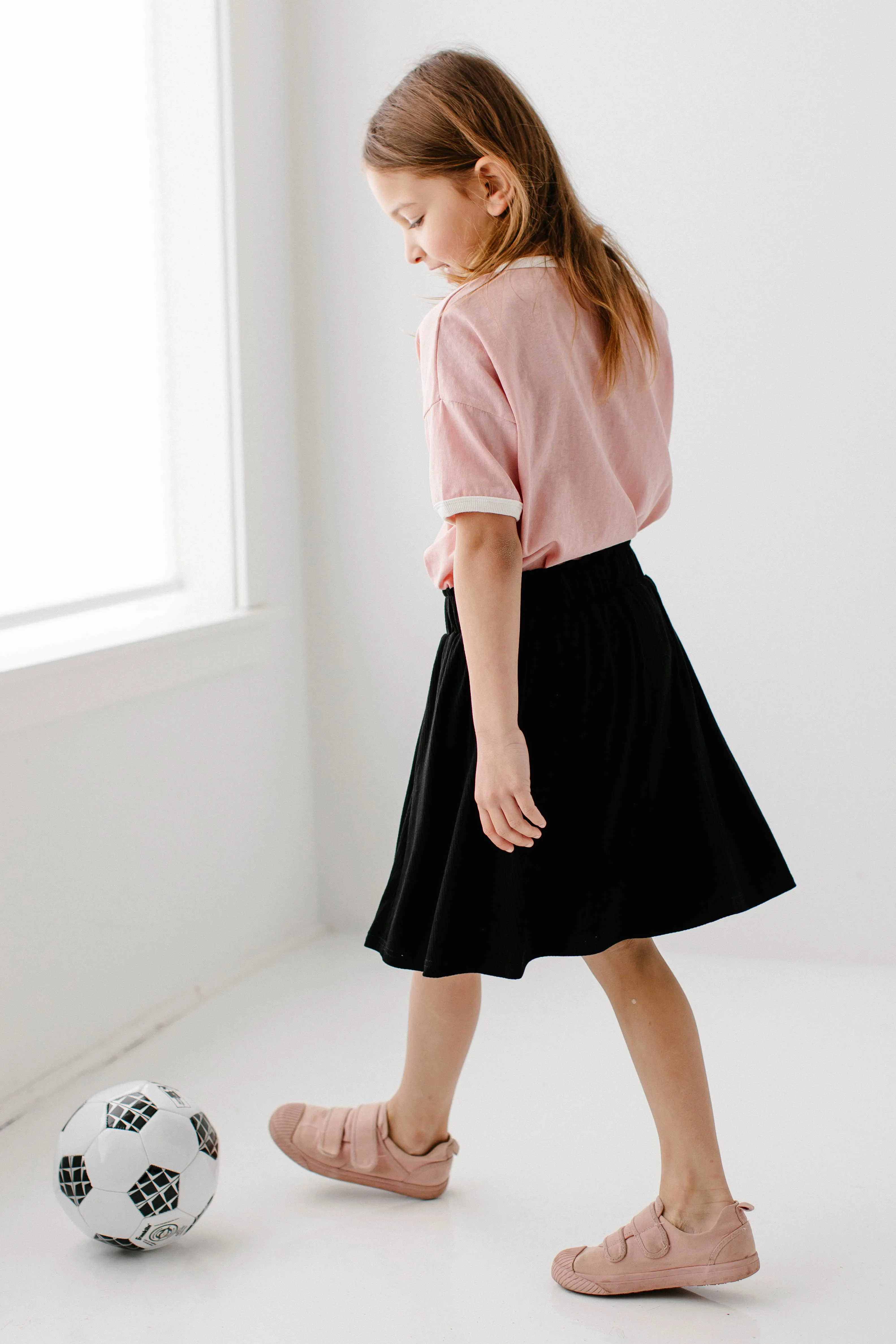 'Blair' Girl Ribbed Skort In Black