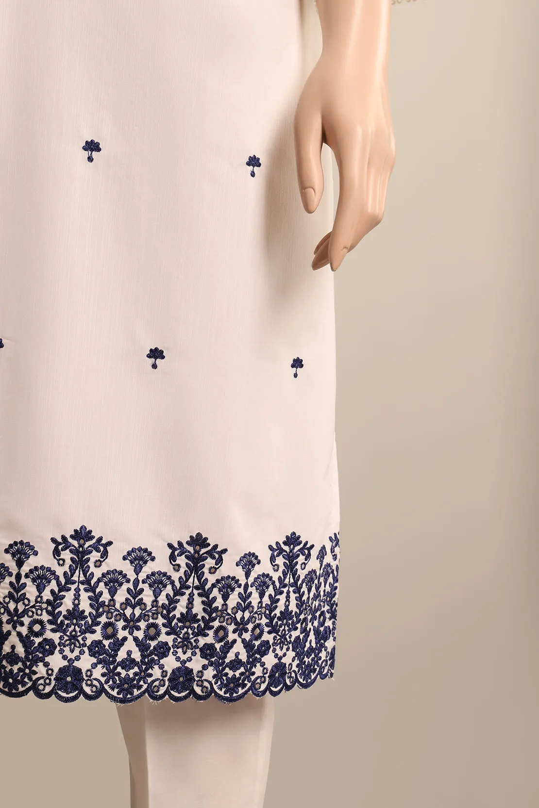 Blended Solid Embroidered Stitched Shirt