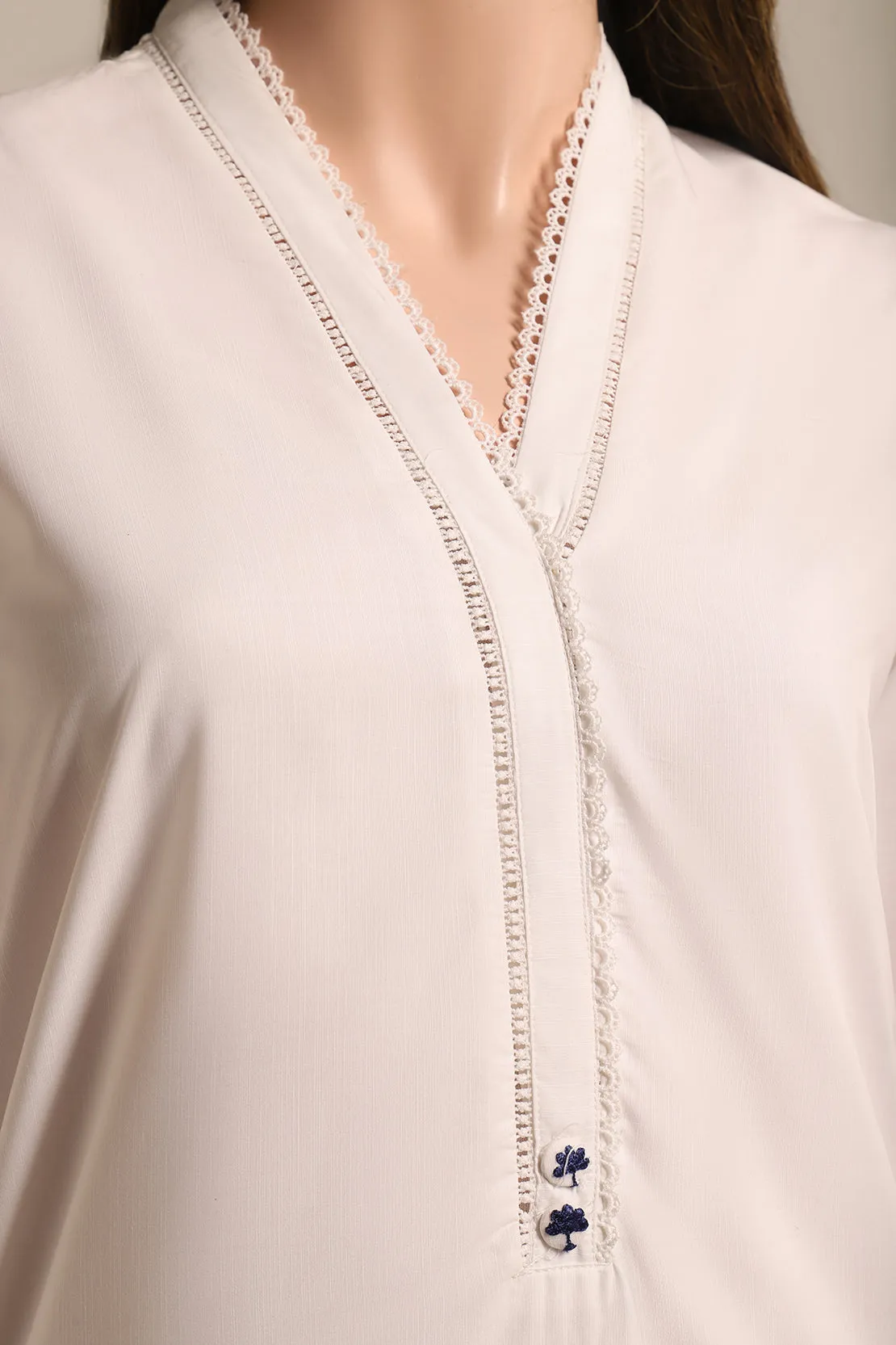 Blended Solid Embroidered Stitched Shirt