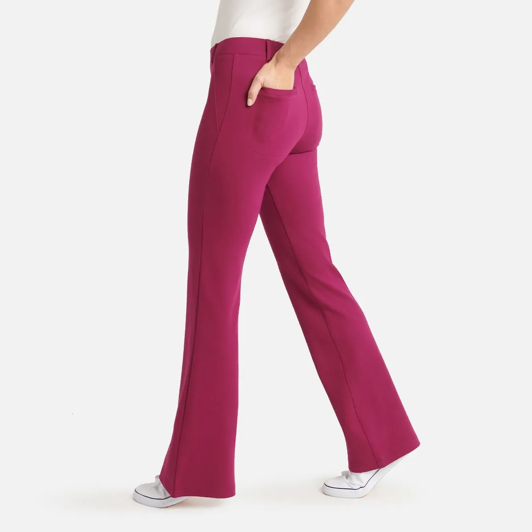 Boot Cut |Two-Pocket Boot-Cut Dress Pant Yoga Pants (Fig Jam)