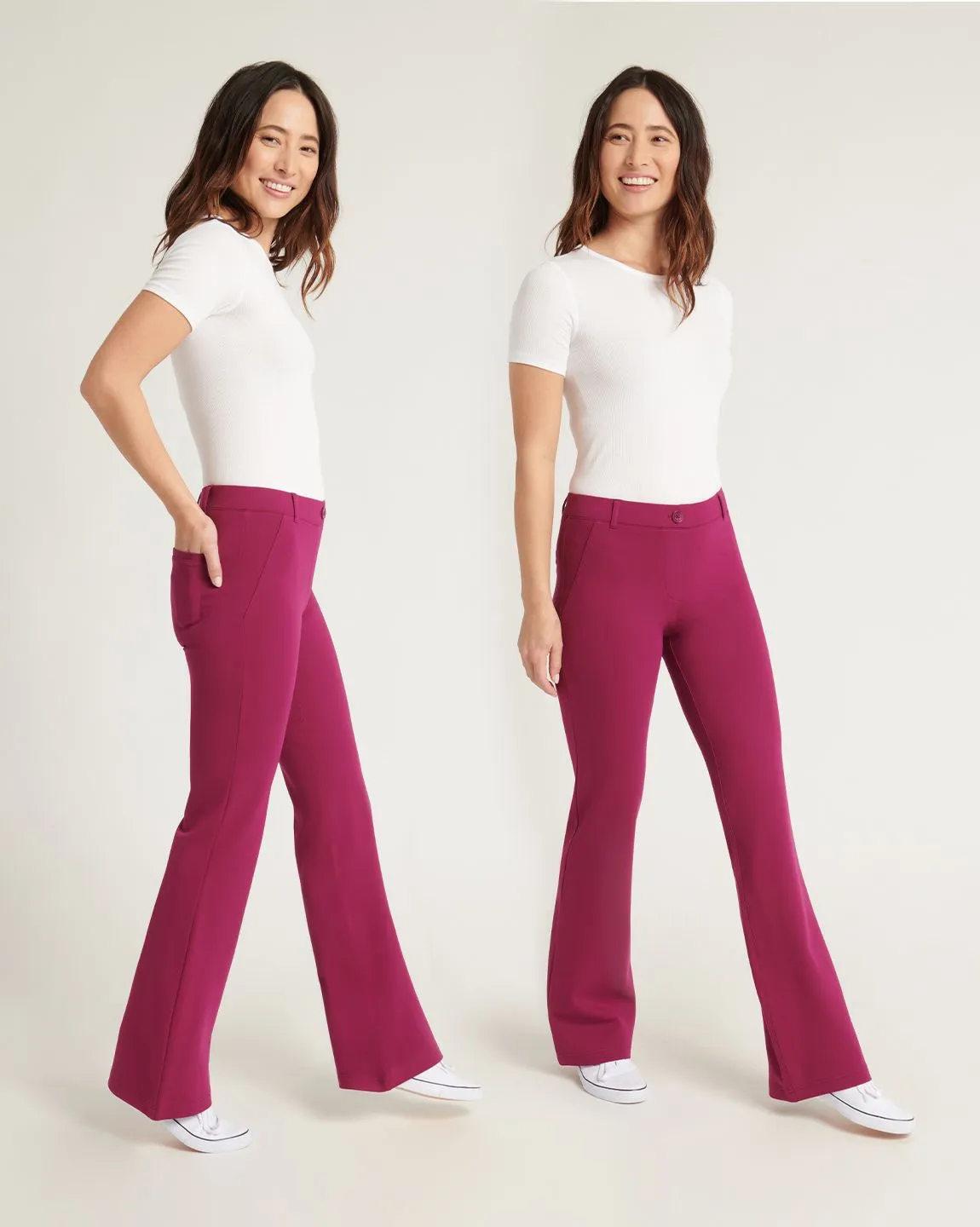 Boot Cut |Two-Pocket Boot-Cut Dress Pant Yoga Pants (Fig Jam)
