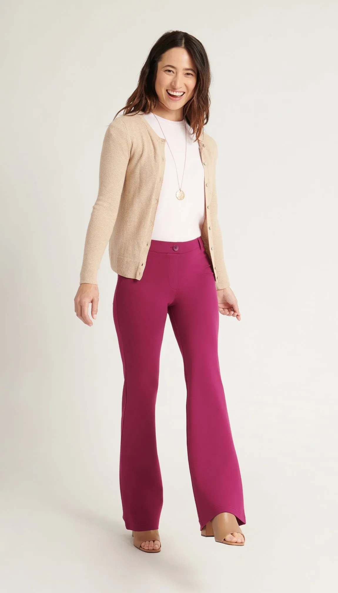 Boot Cut |Two-Pocket Boot-Cut Dress Pant Yoga Pants (Fig Jam)