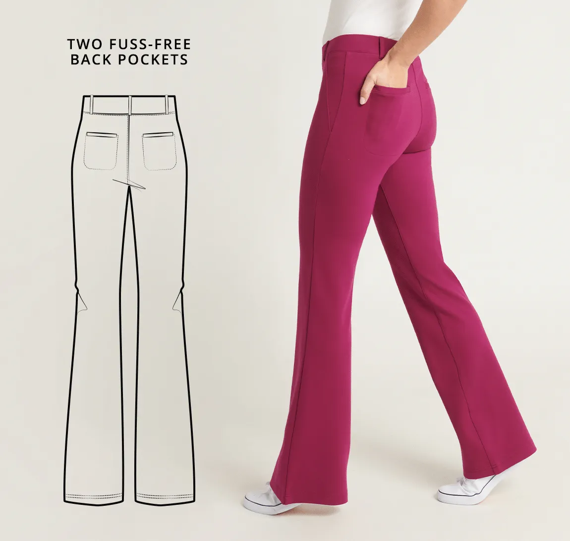 Boot Cut |Two-Pocket Boot-Cut Dress Pant Yoga Pants (Fig Jam)