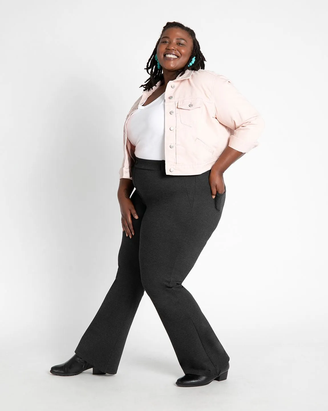 Boot-Cut | Two-Pocket Dress Pant Yoga Pants (Charcoal)