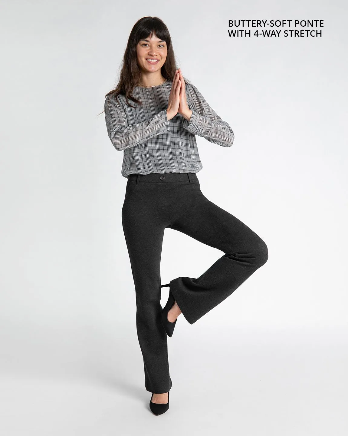 Boot-Cut | Two-Pocket Dress Pant Yoga Pants (Charcoal)