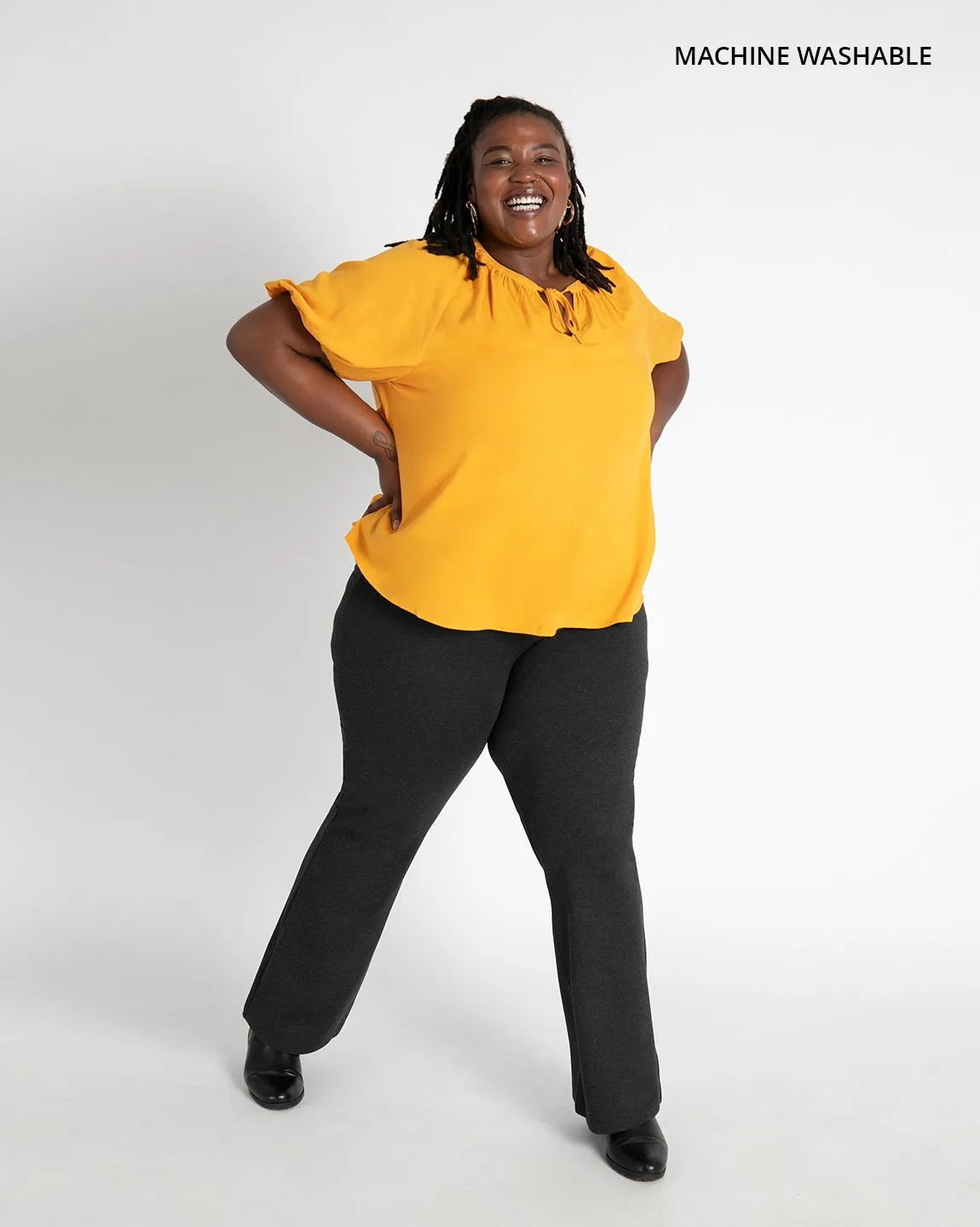 Boot-Cut | Two-Pocket Dress Pant Yoga Pants (Charcoal)