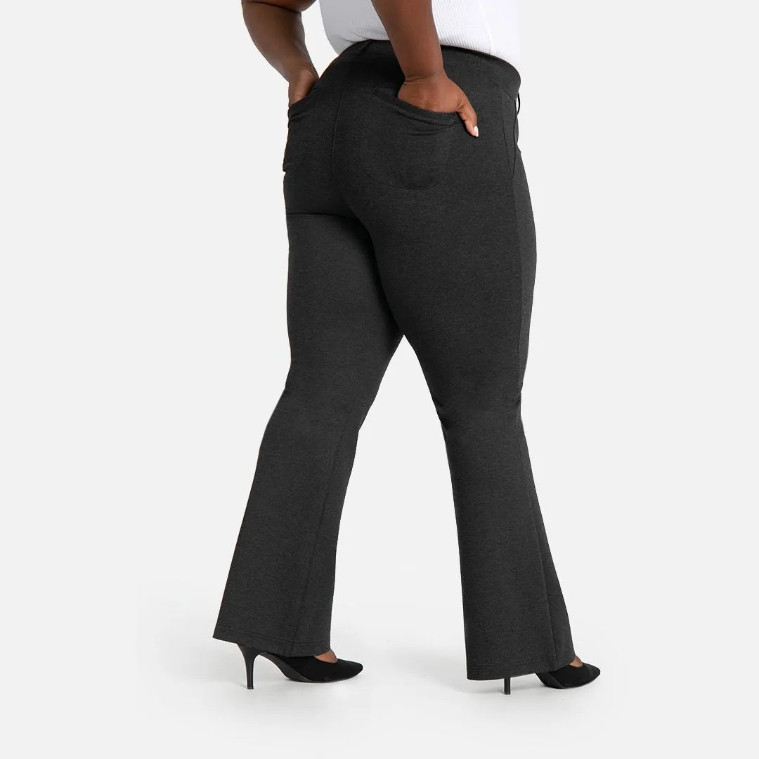 Boot-Cut | Two-Pocket Dress Pant Yoga Pants (Charcoal)