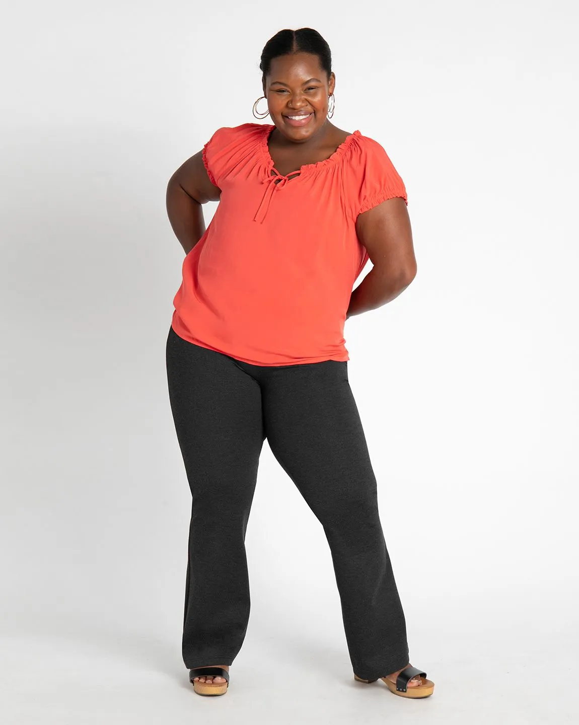 Boot-Cut | Two-Pocket Dress Pant Yoga Pants (Charcoal)