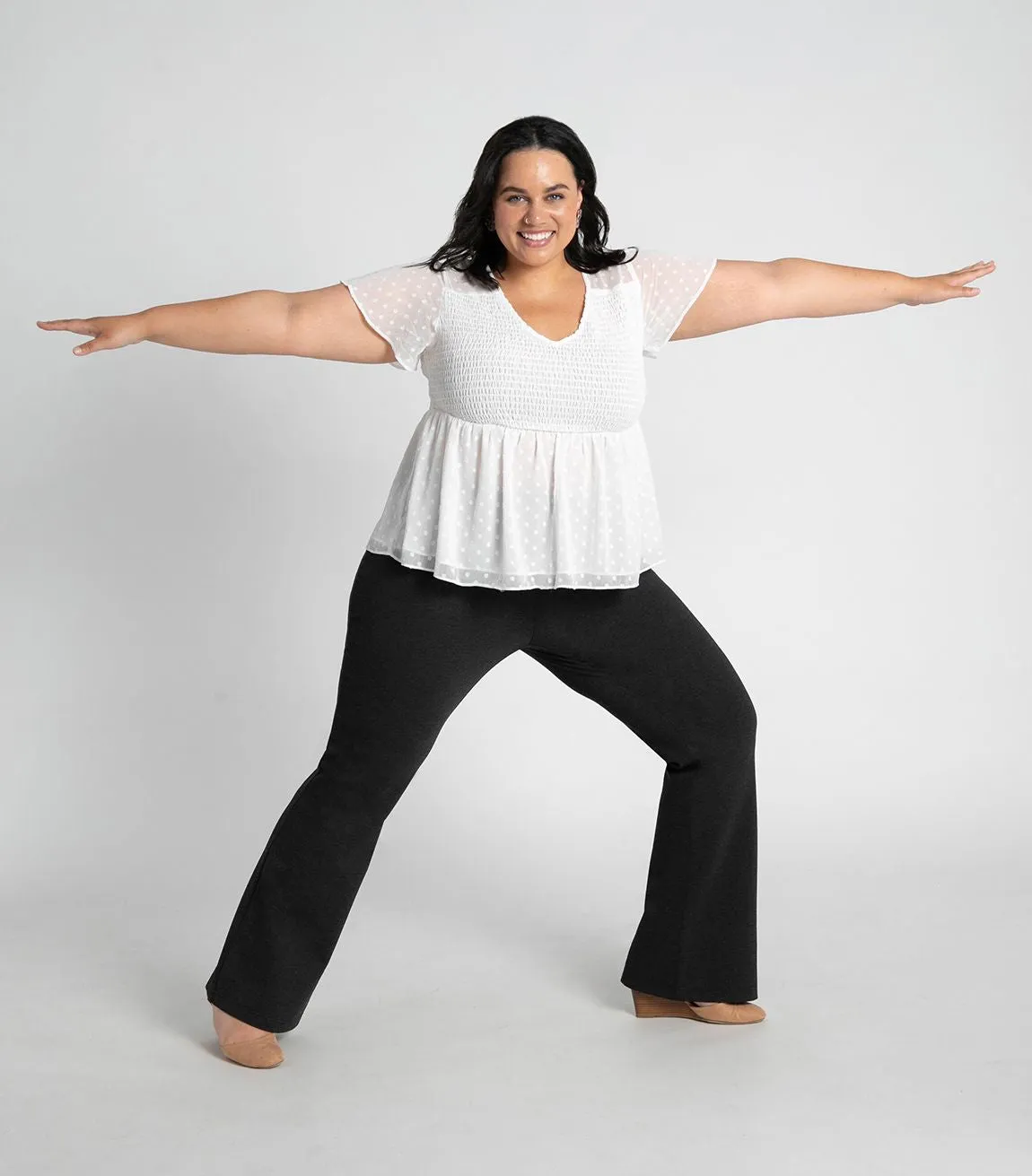 Boot-Cut | Two-Pocket Dress Pant Yoga Pants (Charcoal)