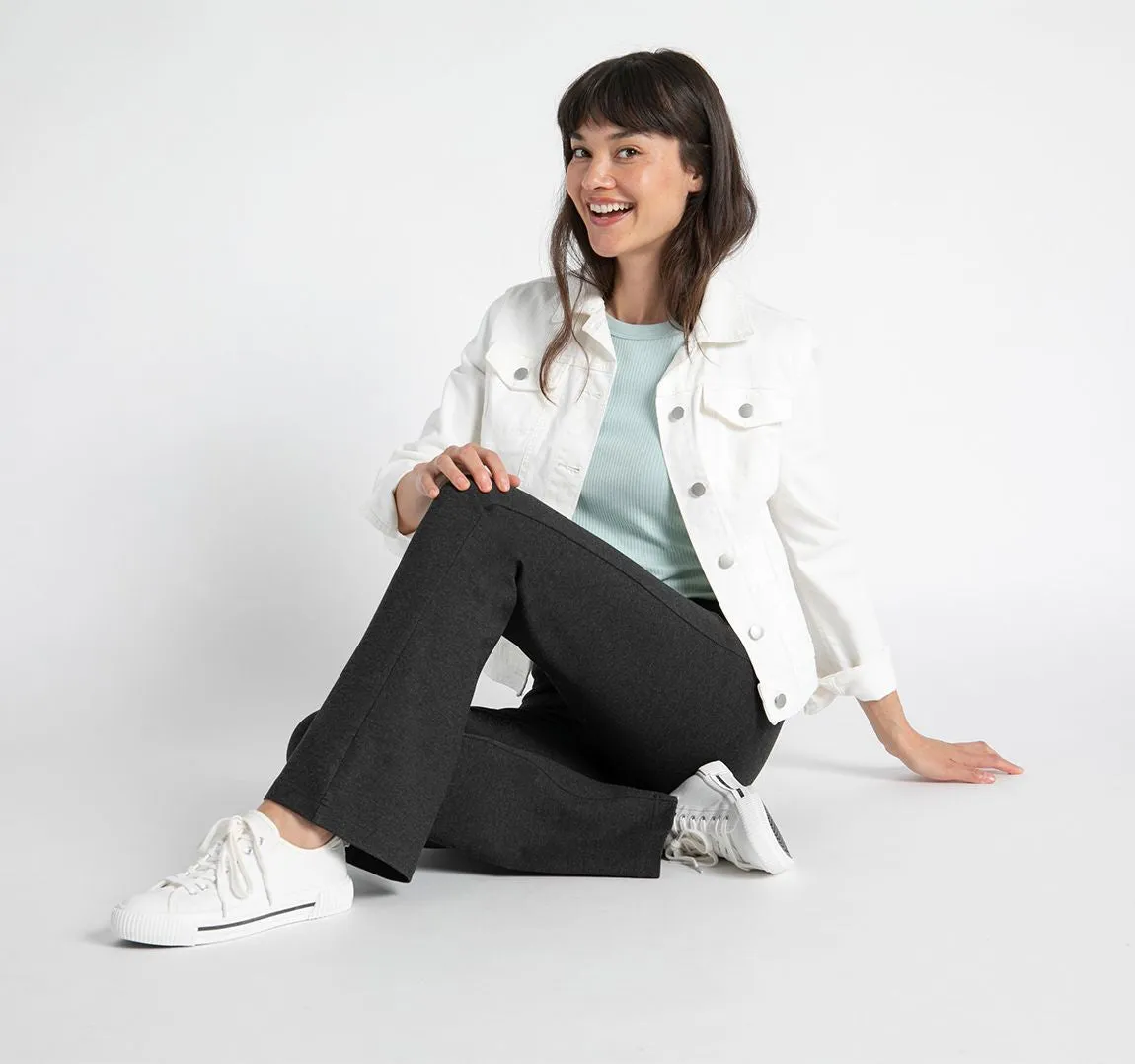 Boot-Cut | Two-Pocket Dress Pant Yoga Pants (Charcoal)