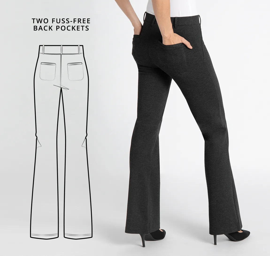 Boot-Cut | Two-Pocket Dress Pant Yoga Pants (Charcoal)