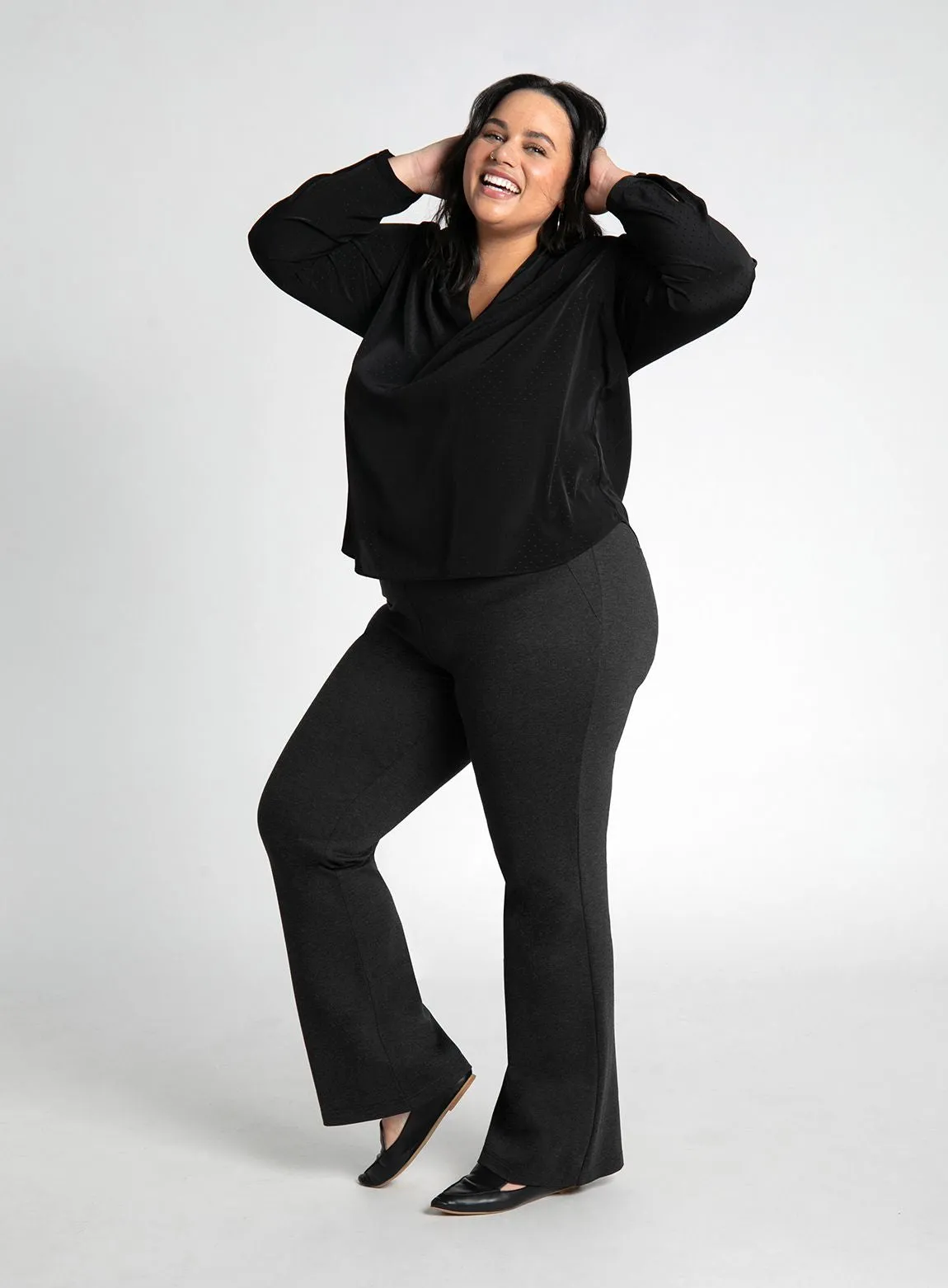 Boot-Cut | Two-Pocket Dress Pant Yoga Pants (Charcoal)