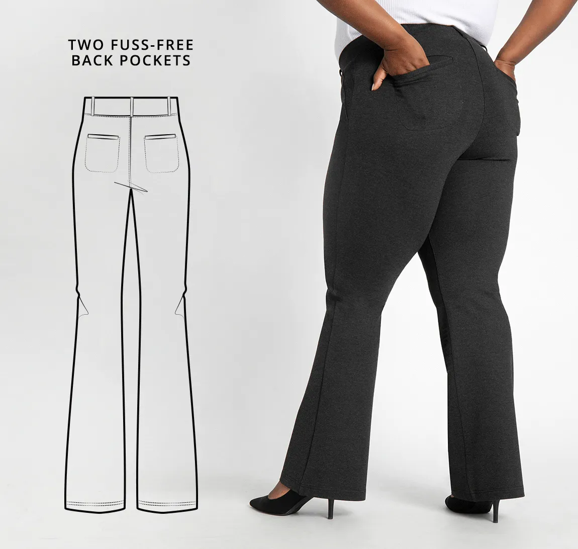 Boot-Cut | Two-Pocket Dress Pant Yoga Pants (Charcoal)