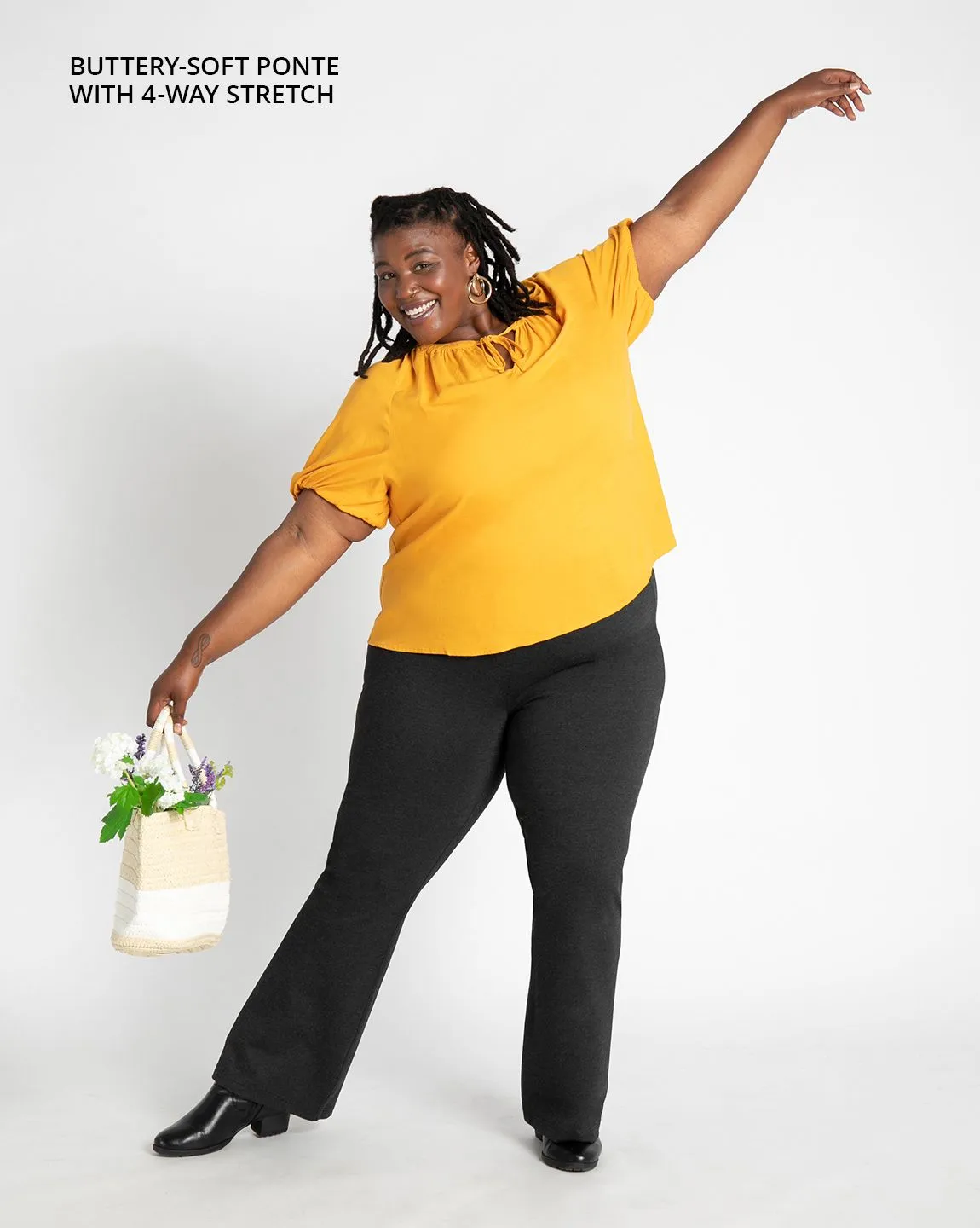 Boot-Cut | Two-Pocket Dress Pant Yoga Pants (Charcoal)
