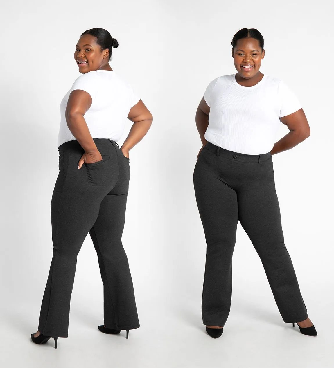 Boot-Cut | Two-Pocket Dress Pant Yoga Pants (Charcoal)