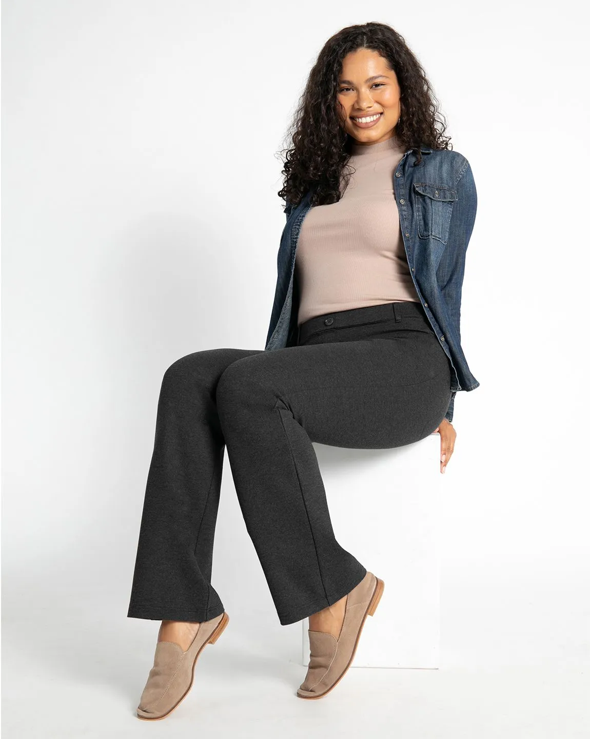 Boot-Cut | Two-Pocket Dress Pant Yoga Pants (Charcoal)