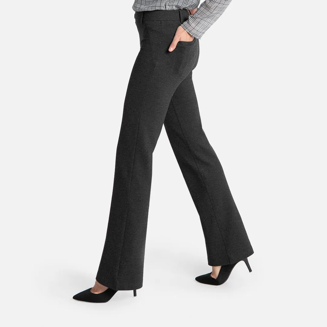 Boot-Cut | Two-Pocket Dress Pant Yoga Pants (Charcoal)